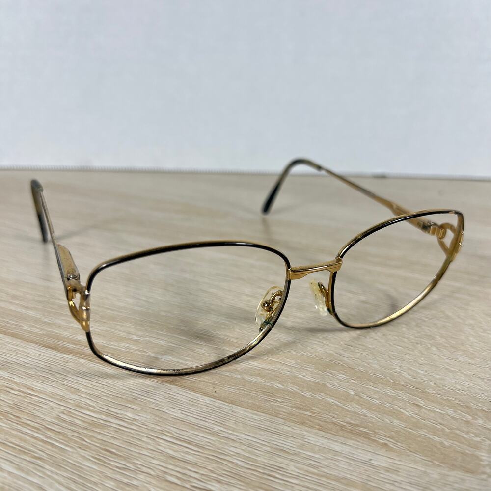 Vintage Gucci GG2278 Eyeglasses Gold Black Metal Oval Horse Bit Italy 58-17-135